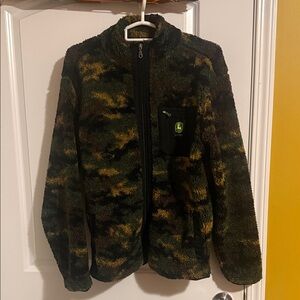 Men’s John Deere Green & Black Camo Sherpa Zip Jacket
